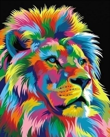 385x480 Artventura Rainbow Lion King - Rainbow Lion Painting