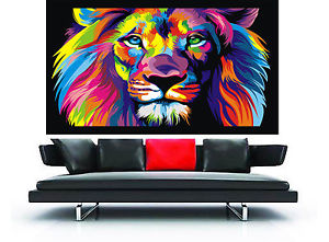 300x221 Street Art Australia Print Canvas Rainbow Lion Cat 150cm X 100cm - Rainbow Lion Painting