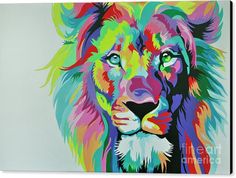236x178 Canvas Banksy Street Art Print Rainbow Lion Painting 70cm X 55 - Rainbow Lion Painting