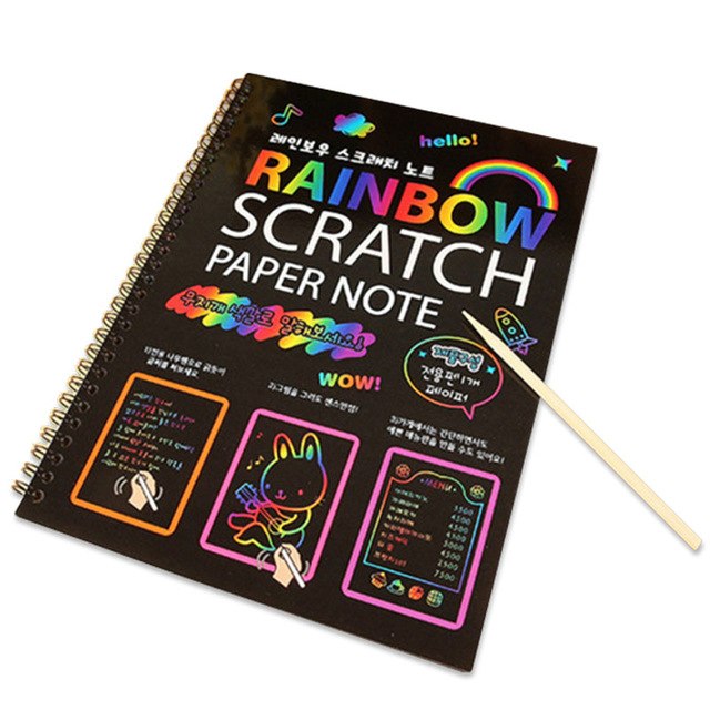 640x640 Rainbow Magic Color Scratch Art Note Book Paper Black Diy Drawing - Rainbow Magic Painting