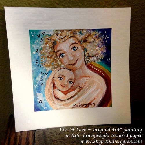 501x501 Mother And Child, Blonde Curly, Blue Eyes, Bald Baby, Rainbow - Rainbow Magic Painting