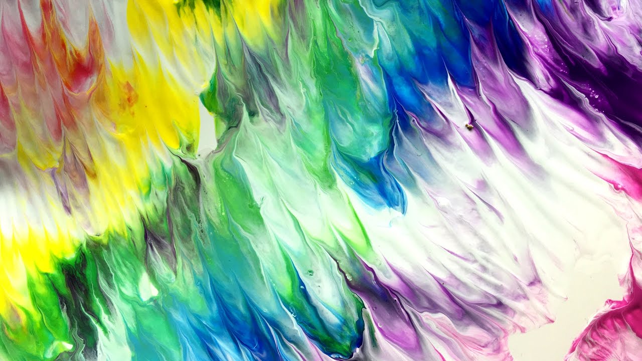 1280x720 Dipped Abstract Rainbow Paintings From One Pour - Rainbow Painting