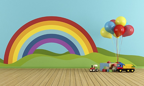 500x300 Wall Painting Design Ideas - Rainbow Painting For Kids