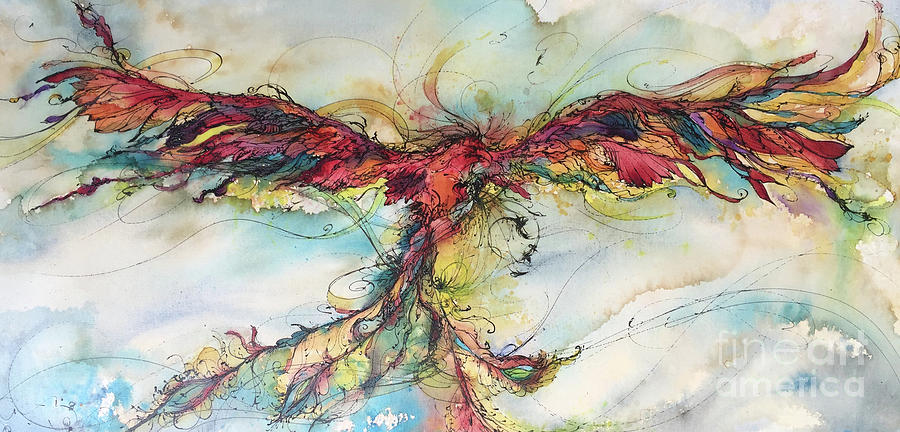 900x432 Phoenix Rainbow Painting By Christy Freeman - Rainbow Painting Images
