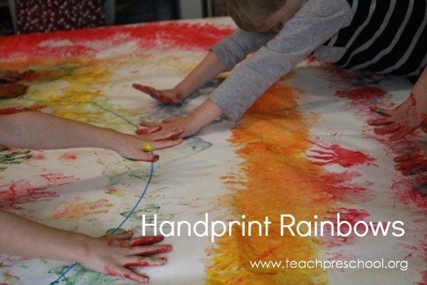 600x400 Handprint Rainbow Painting Teach Preschool - Rainbow Painting Images