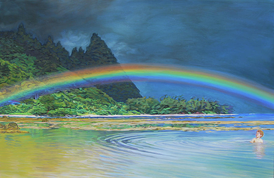 900x587 Hawaiian Rainbow Painting By Tommy Midyette - Rainbow Painting Images