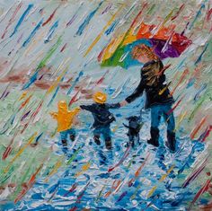 Rainbow Rain Painting