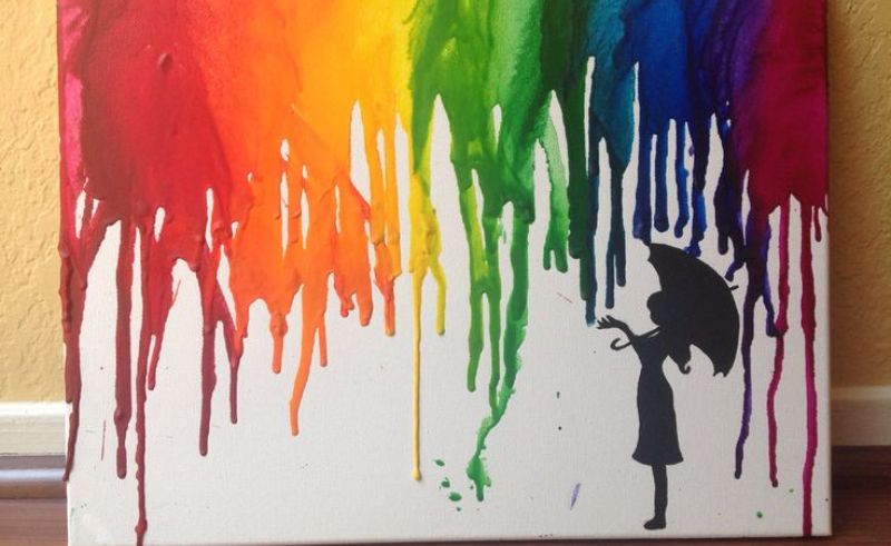 800x491 8 Best Rainbow Rain Canvas Images Melted Crayons Painting For Home - Rainbow Rain Painting
