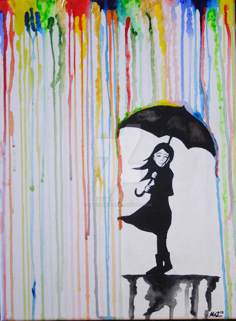 Rainbow Rain Painting at PaintingValley.com | Explore collection of ...