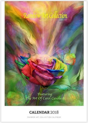 294x413 Rainbow Art Collection Calendar 2018 Featuring The Art Of Carol - Rainbow Rose Painting