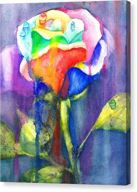 444x622 Rainbow Rose Canvas Prints Fine Art America - Rainbow Rose Painting