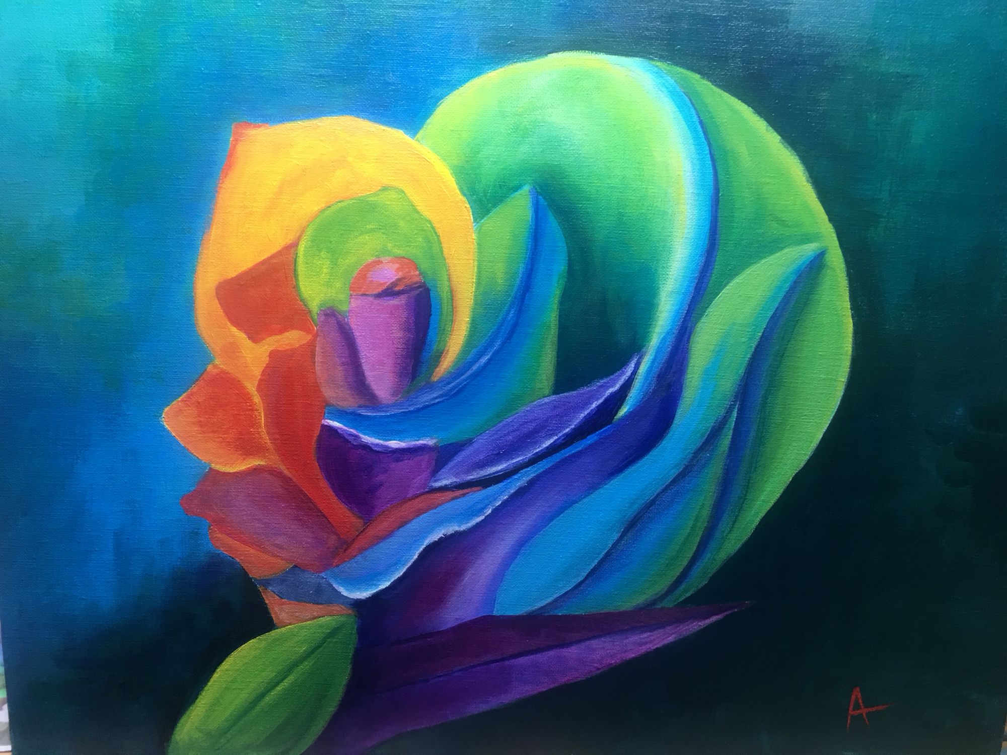 2000x1500 Rainbow Rose. Lesson From Ginger Cook. My Paintings - Rainbow Rose Painting