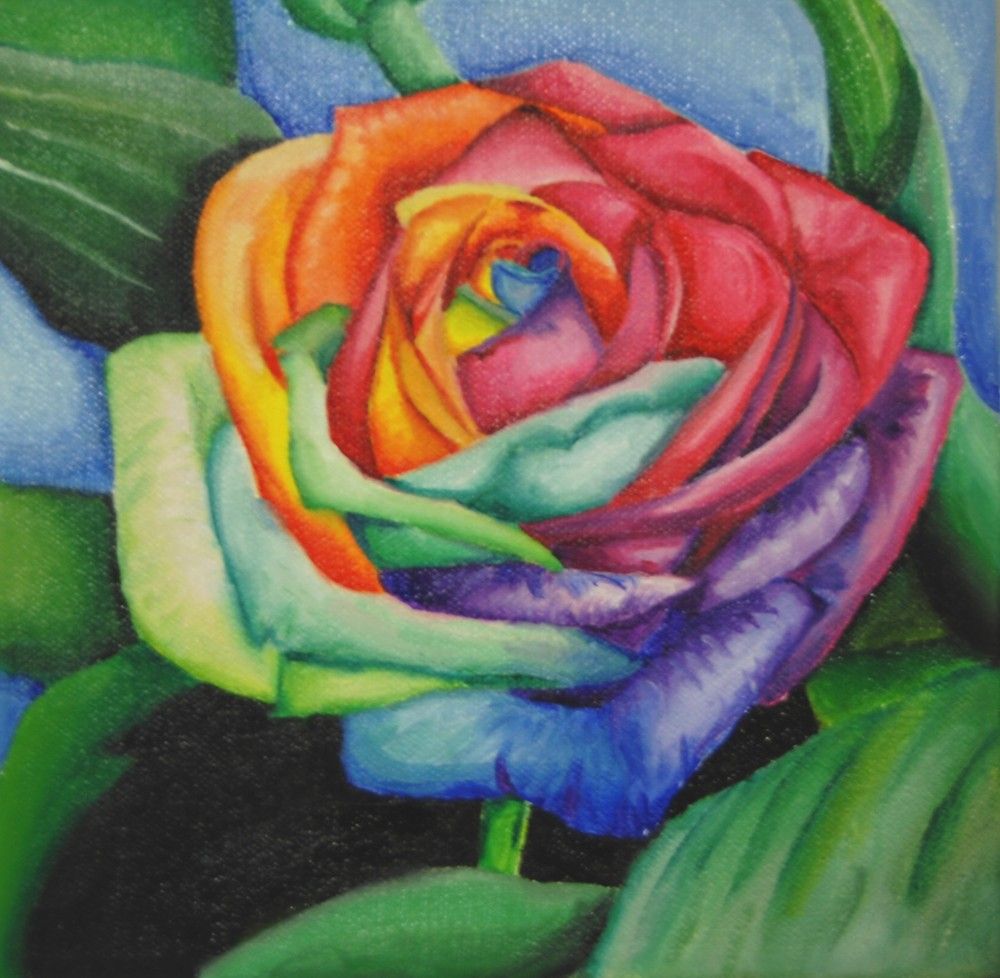 1000x978 Rainbow Roses Rainbow Rose Painting By Veronicavegan On Etsy - Rainbow Rose Painting