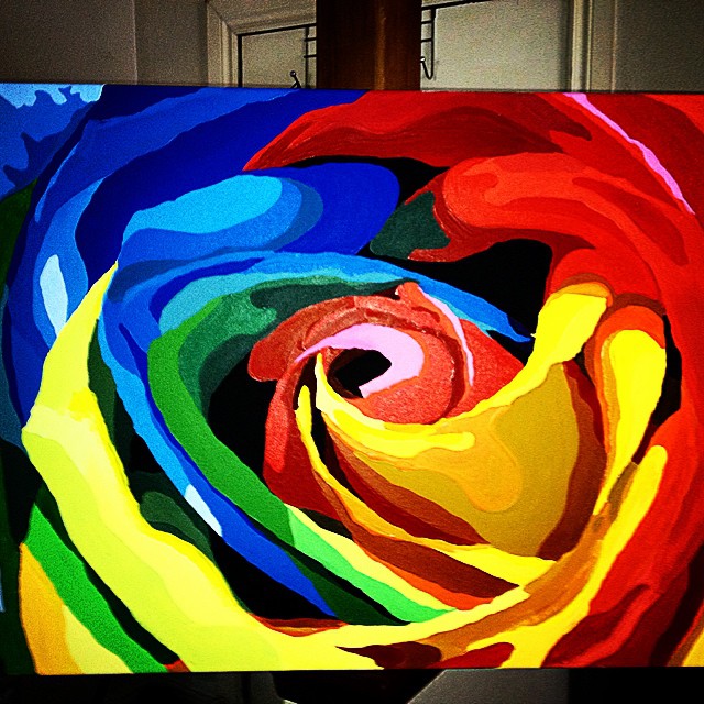 640x640 Rainbow - Rainbow Rose Painting