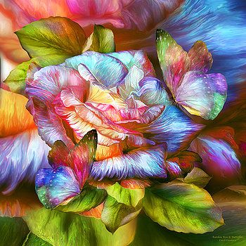 350x350 Carol Cavalaris - Rainbow Rose Painting