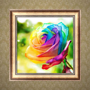 300x300 Diy 5d Diamond Rainbow Rose Painting Embroidery Cross Stitch - Rainbow Rose Painting