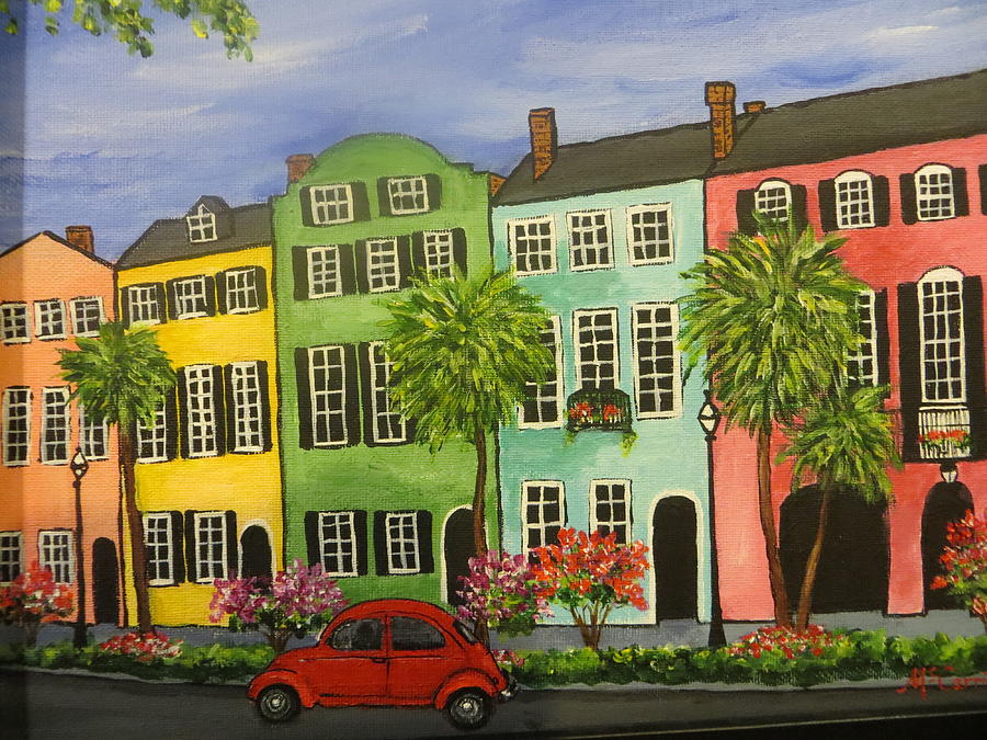 900x675 Rainbow Row, Charleston Painting By Susan Mccarrick - Rainbow Row Painting