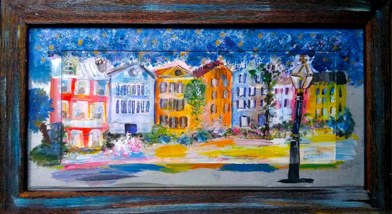 Rainbow Row Painting at PaintingValley.com | Explore collection of ...