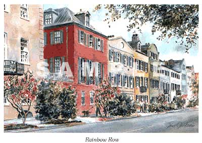 400x284 Rainbow Row Painting Of Charleston, South Carolina By Artist Jane - Rainbow Row Painting