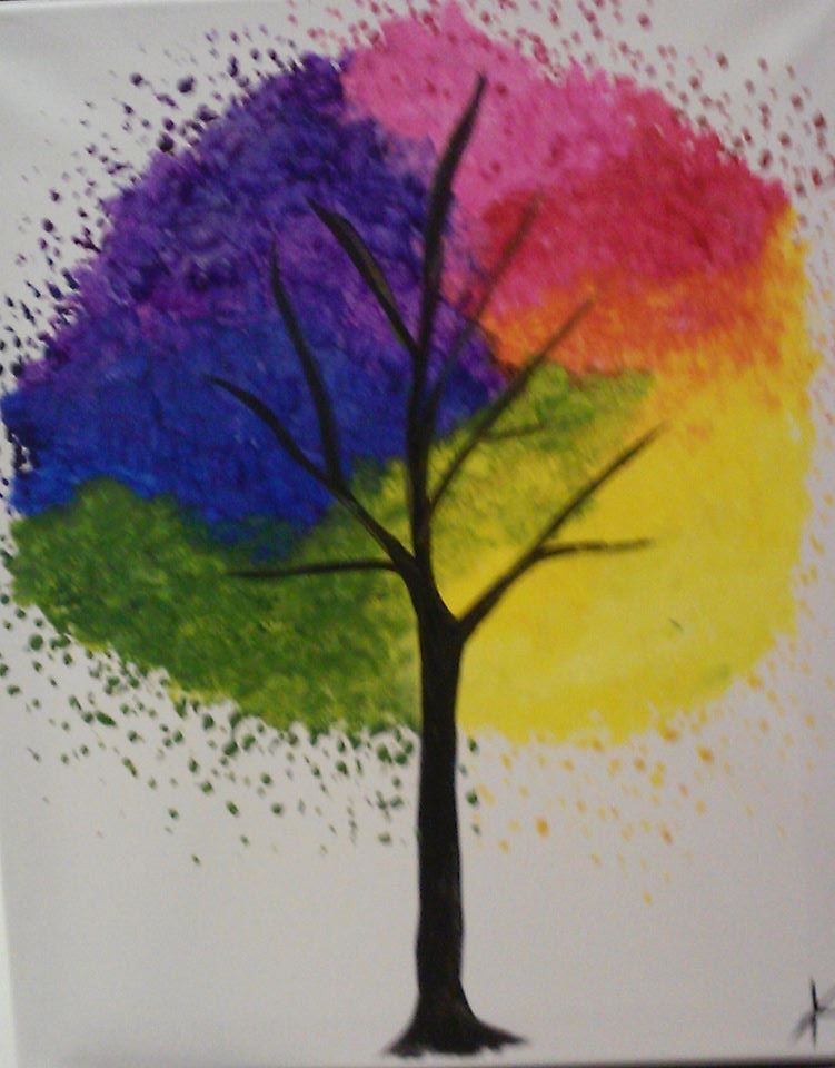 751x960 Canvas Rainbow Tree - Rainbow Tree Painting