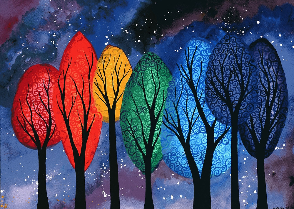 1000x709 Kirsten Bailey Art Trees - Rainbow Tree Painting