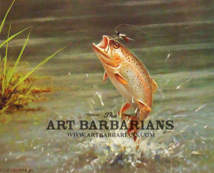 700x565 Wildlife Art Prints Plus Original Paintings With A Wide Selection - Rainbow Trout Jumping Painting