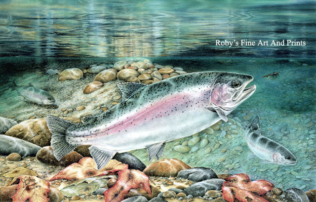 640x409 Pastel Rainbow Trout Painting - Rainbow Trout Painting