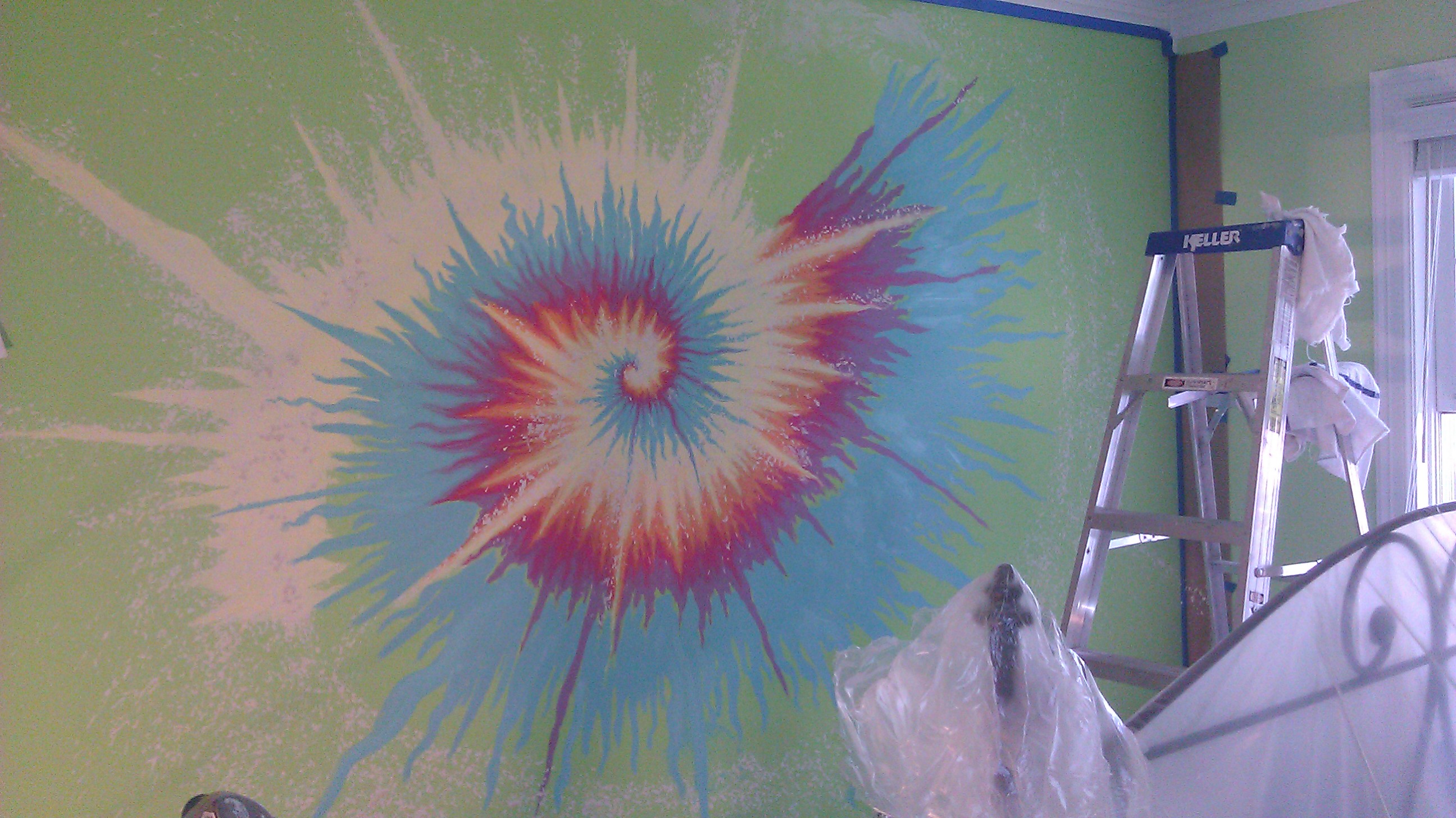 2592x1456 How To Paint A Tie Dye Inspired Fresco Residential Interior Wall - Rainbow Wall Painting