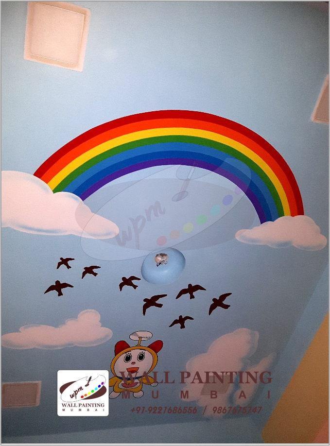 679x918 Playschool Wall Painting Images - Rainbow Wall Painting