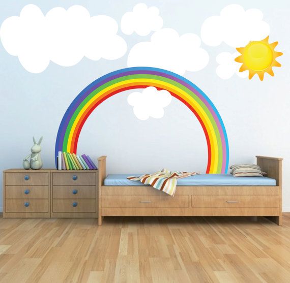 570x557 Rainbow Wall Mural Stickers Tags Rainbow Wall Stickers Removable - Rainbow Wall Painting