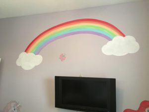 300x225 Rainbow Wall Mural In Small Bedroom - Rainbow Wall Painting