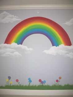 236x314 Rainbow Painted On Wall For Nursery. Used Paint Tester Pots - Rainbow Wall Painting