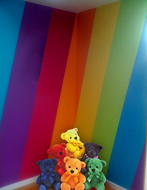 300x387 Decorating Theme Bedrooms - Rainbow Wall Painting