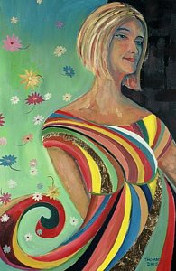195x300 Floating Woman Paintings - Rainbow Woman Painting