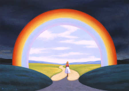 450x317 Stock Illustration - Rainbow Woman Painting