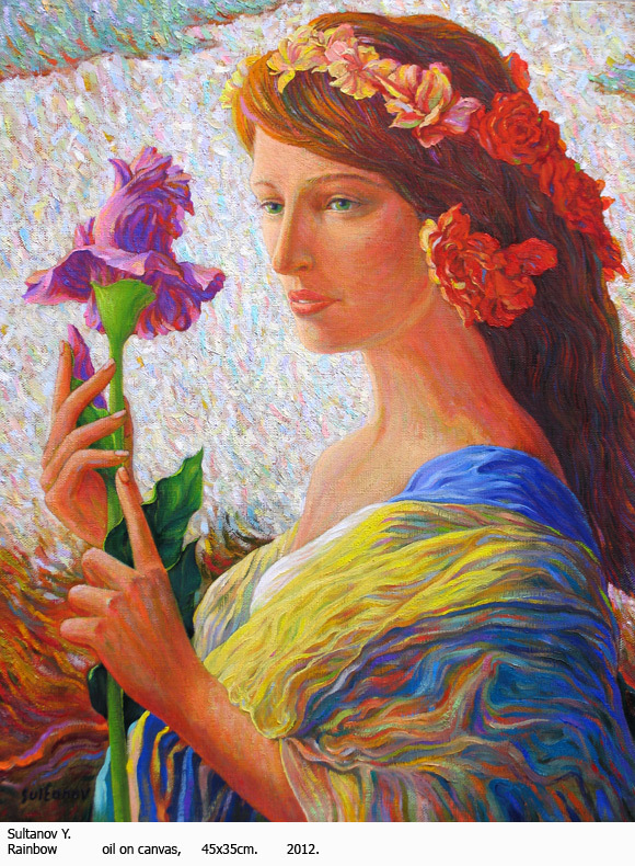 580x790 Sultanov Yuriy Artwork Rainbow Original Painting Oil Nature Art - Rainbow Woman Painting