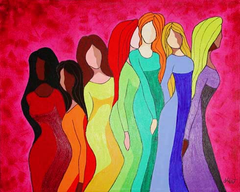 490x392 Colorful Women Painting Kerri Bennett Williamson - Rainbow Woman Painting