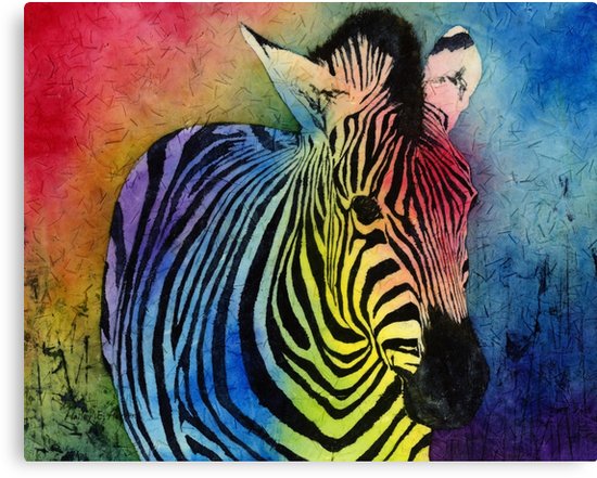 550x441 Rainbow Zebra Canvas Prints By Haileyherrera Redbubble - Rainbow Zebra Painting