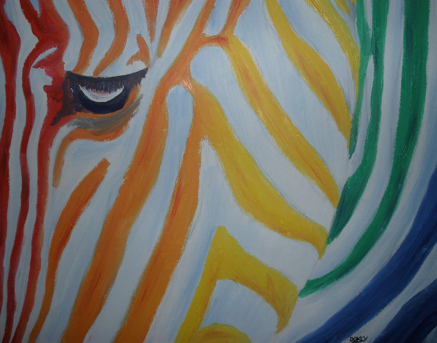 900x706 Rainbow Zebra Painting By Scott Dokey - Rainbow Zebra Painting