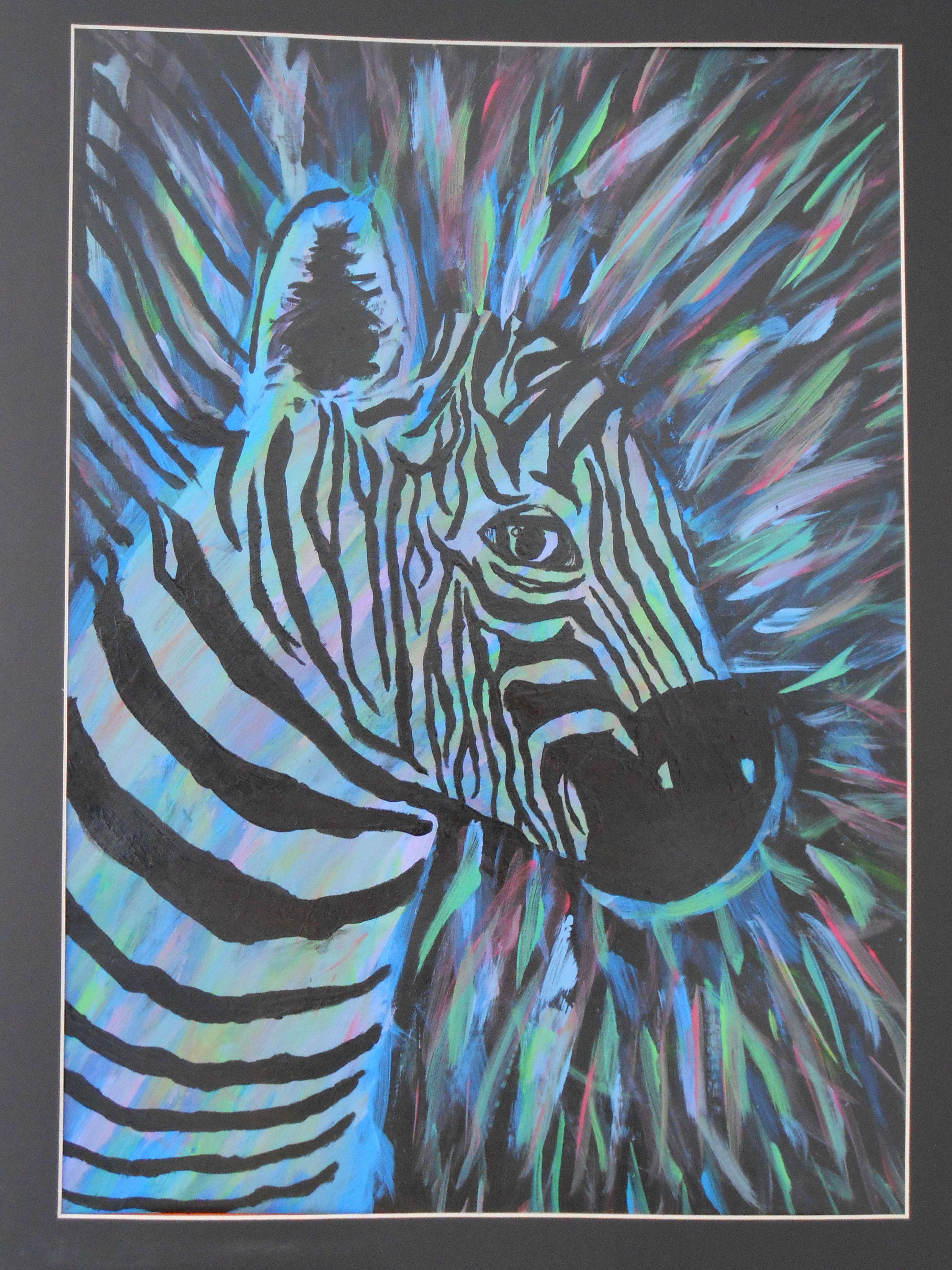 3456x4608 Rainbow Zebra By Michelle Cummings (Acrylic Paint) It Actually - Rainbow Zebra Painting