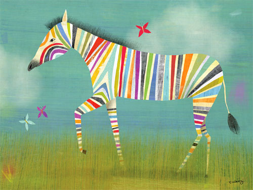500x375 Rainbow Zebra By Oopsy Daisy - Rainbow Zebra Painting