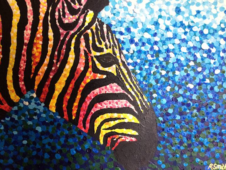 770x578 Saatchi Art Rainbow Zebra Acrylic Painting Painting By Rebecca Smith - Rainbow Zebra Painting