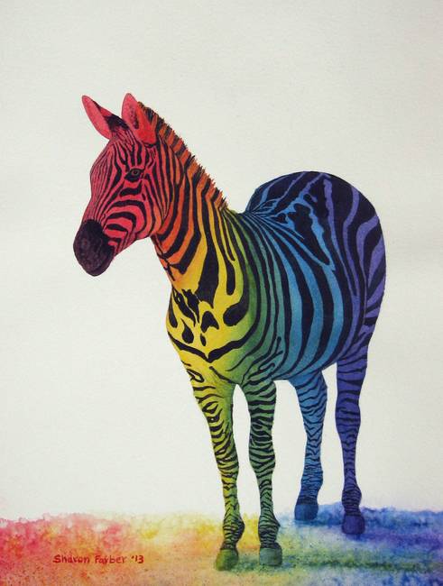 491x650 Stunning Rainbow Zebra Painting Reproductions For Sale On Fine - Rainbow Zebra Painting