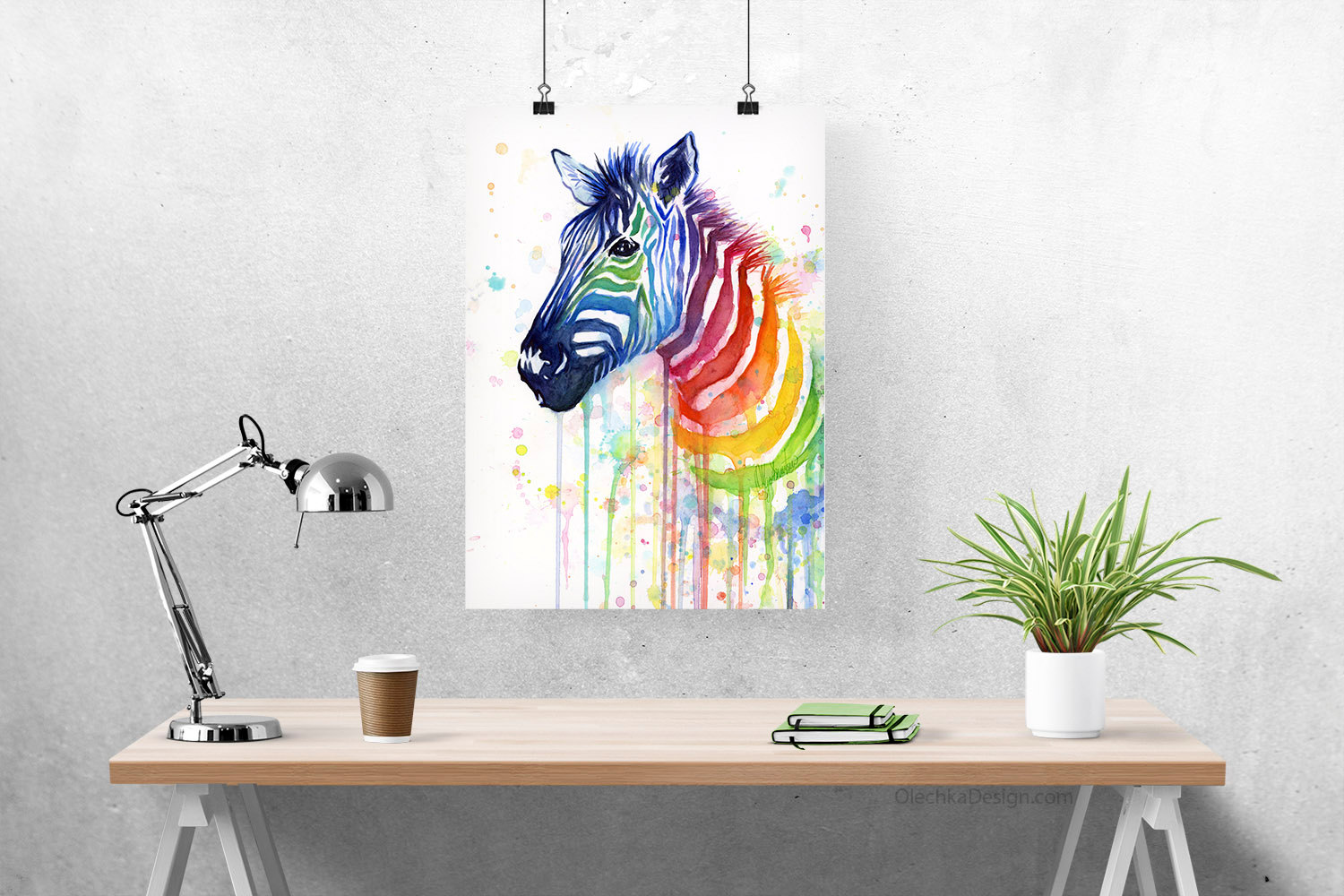 1500x1000 Watercolor Painting Rainbow Zebra Zebra Art Girls Room - Rainbow Zebra Painting