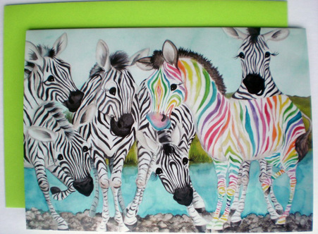 451x332 Rainbow Zebra Card - Rainbow Zebra Painting