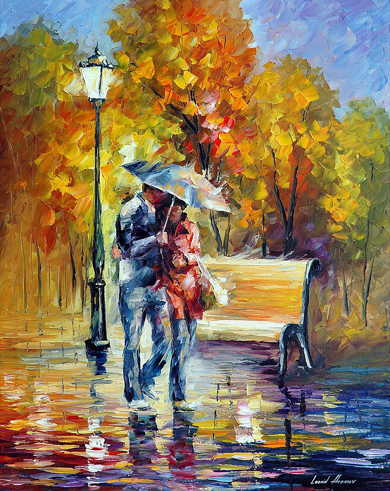 795x1000 Red Raincoat Palette Knife Oil Painting On Canvas By Leonid - Raincoat Painting