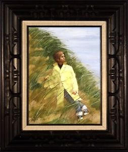 253x300 Rare Ca.1960 Boy In Yellow Raincoat - Raincoat Painting