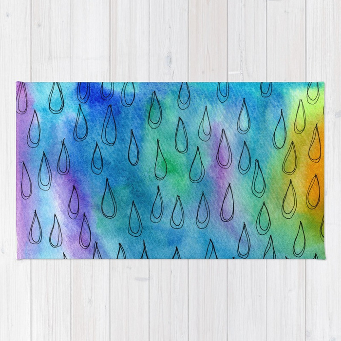 700x700 No, You Are Not Alone Watercolor Painting Pattern Rain Blue - Raindrop Painting