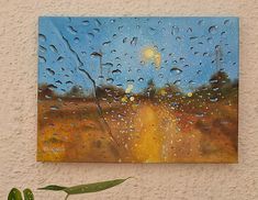 235x182 Raindrops Painting Original Oil Painting. Waterdrops Painting - Raindrop Painting