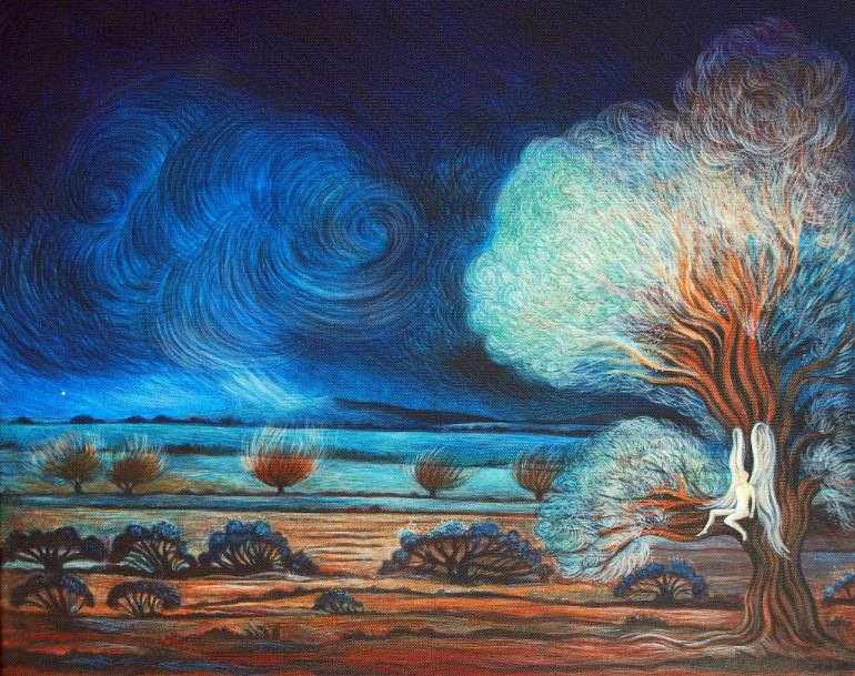 770x609 Saatchi Art An Angel Gazing - Rainfall Painting